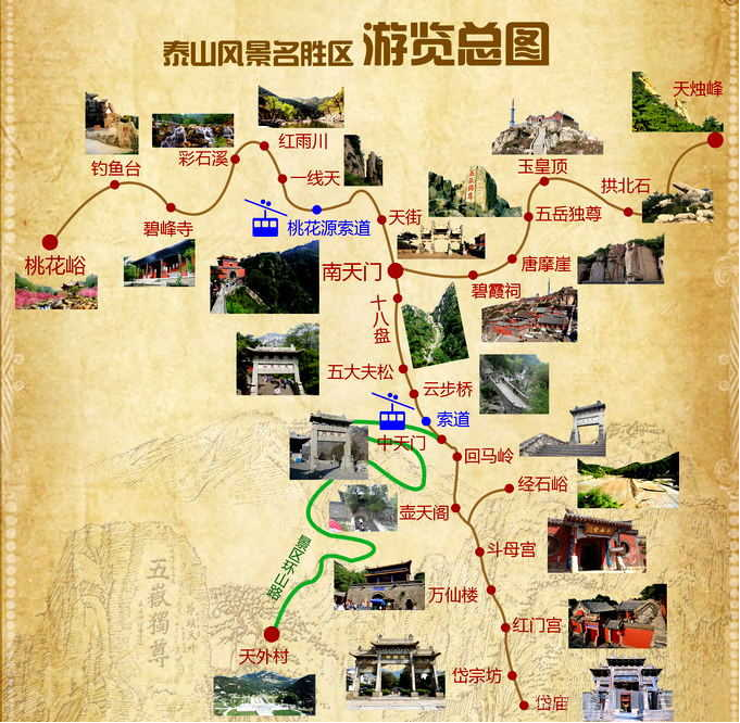 山东泰山风景区线路图图片